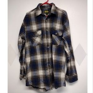 Work n' Sport blue brown plaid flannel shirt men's size XLT